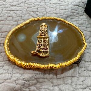 Natural Agate Oil Rig Belt Buckle